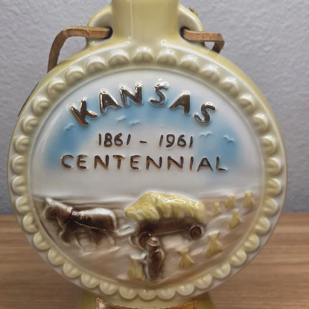 Vintage 1961 Jim Beam Kansas Centennial 1861-1961 Souvenir Whiskey Decanter 12